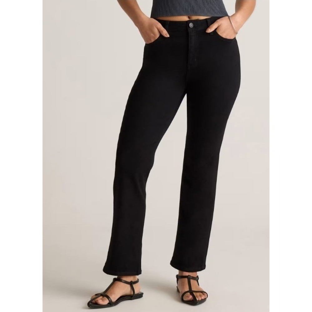 NWOT Quince Women's Bella Organic Cotton High Rise Kick Flare Jeans Black Sz 29